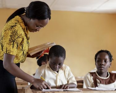 Group African Kids Paying Attention Class