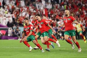 Members Of The Moroccan Football Team Are Jubilant At Their Win Against Portugal In The World Cup Doha Photo Luca Brunoap (1)