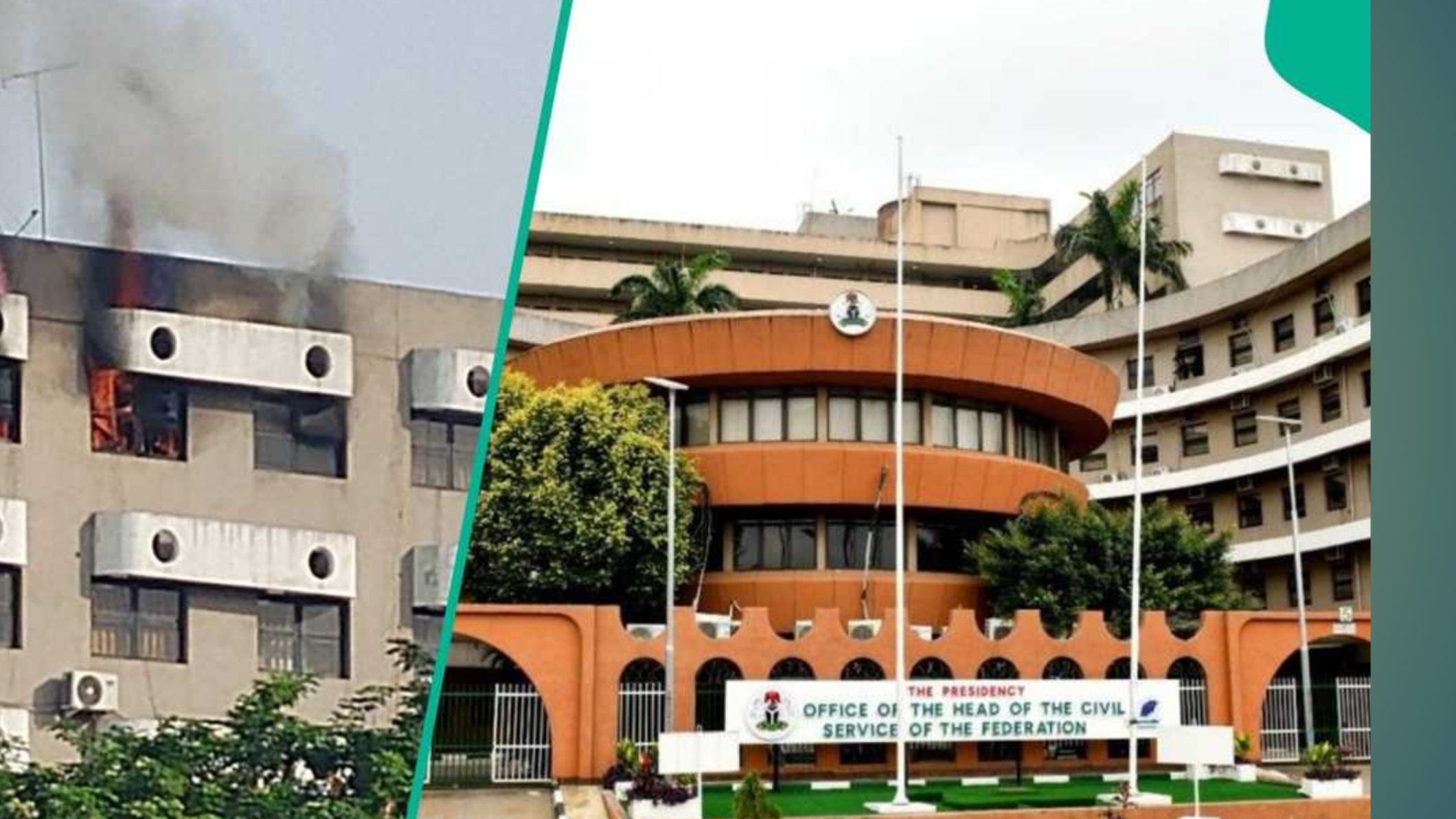 Breaking: Fire Engulfs Office Of The Head Of Service Of The Federation 