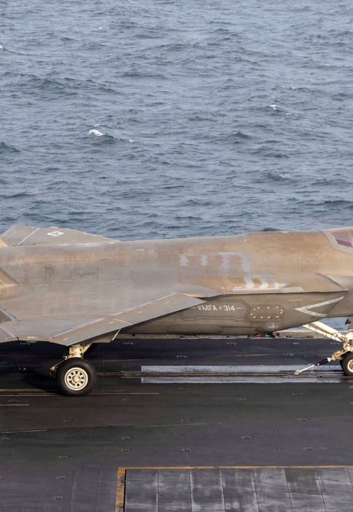 An F 35c Lightning Ii Prepares To Launch From The Flight Deck Of Nimitz Class Aircraft Carrier Uss Abraham Lincoln