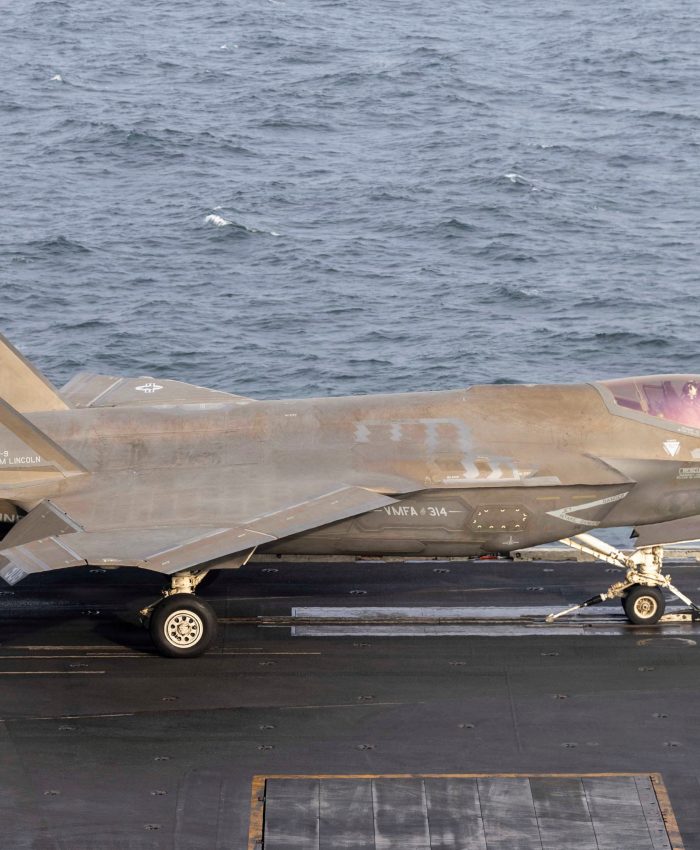 An F 35c Lightning Ii Prepares To Launch From The Flight Deck Of Nimitz Class Aircraft Carrier Uss Abraham Lincoln