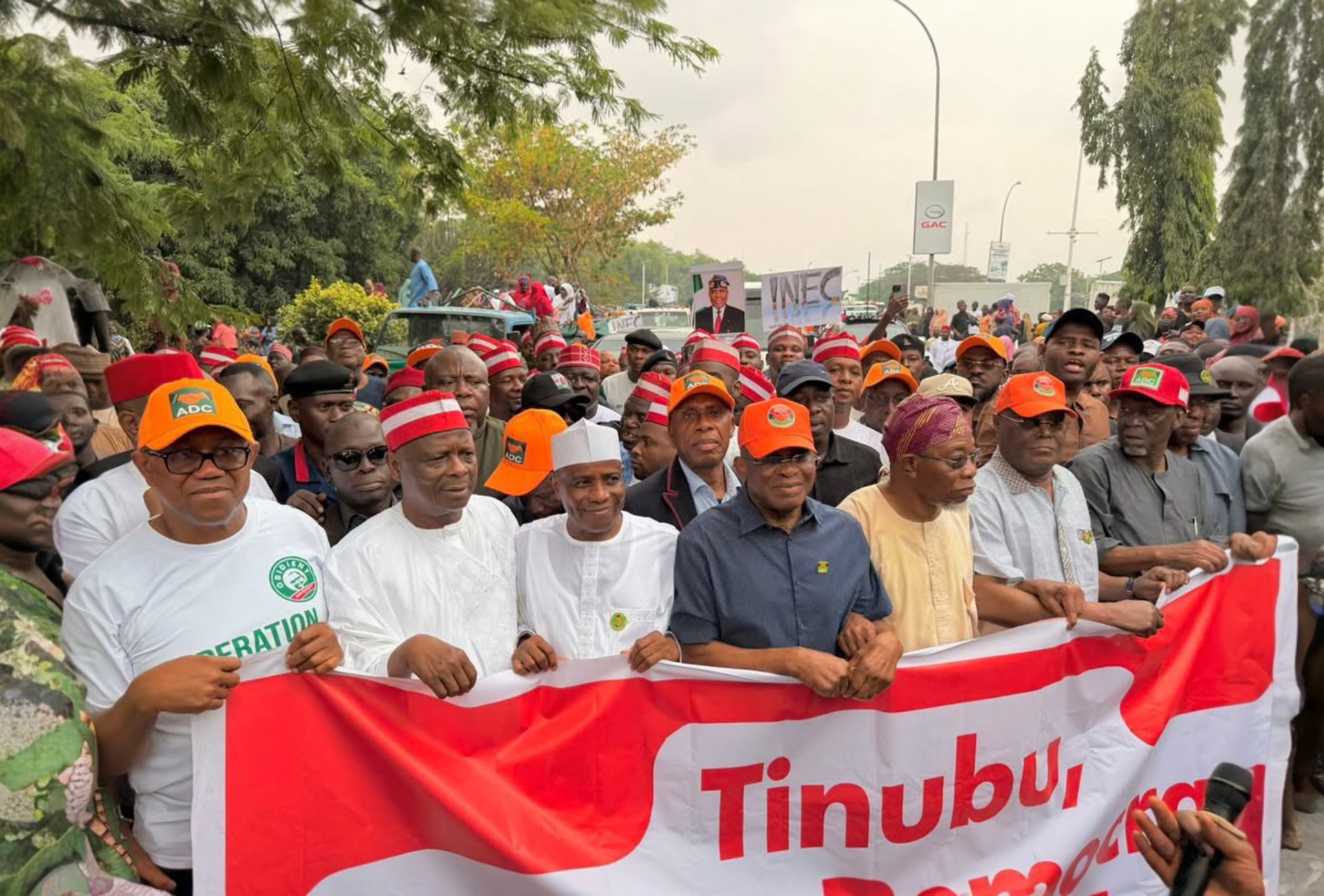 VIDEO: Obi, Atiku, Aregbesola, Kwankwaso, Others Join Ongoing ADC Protest