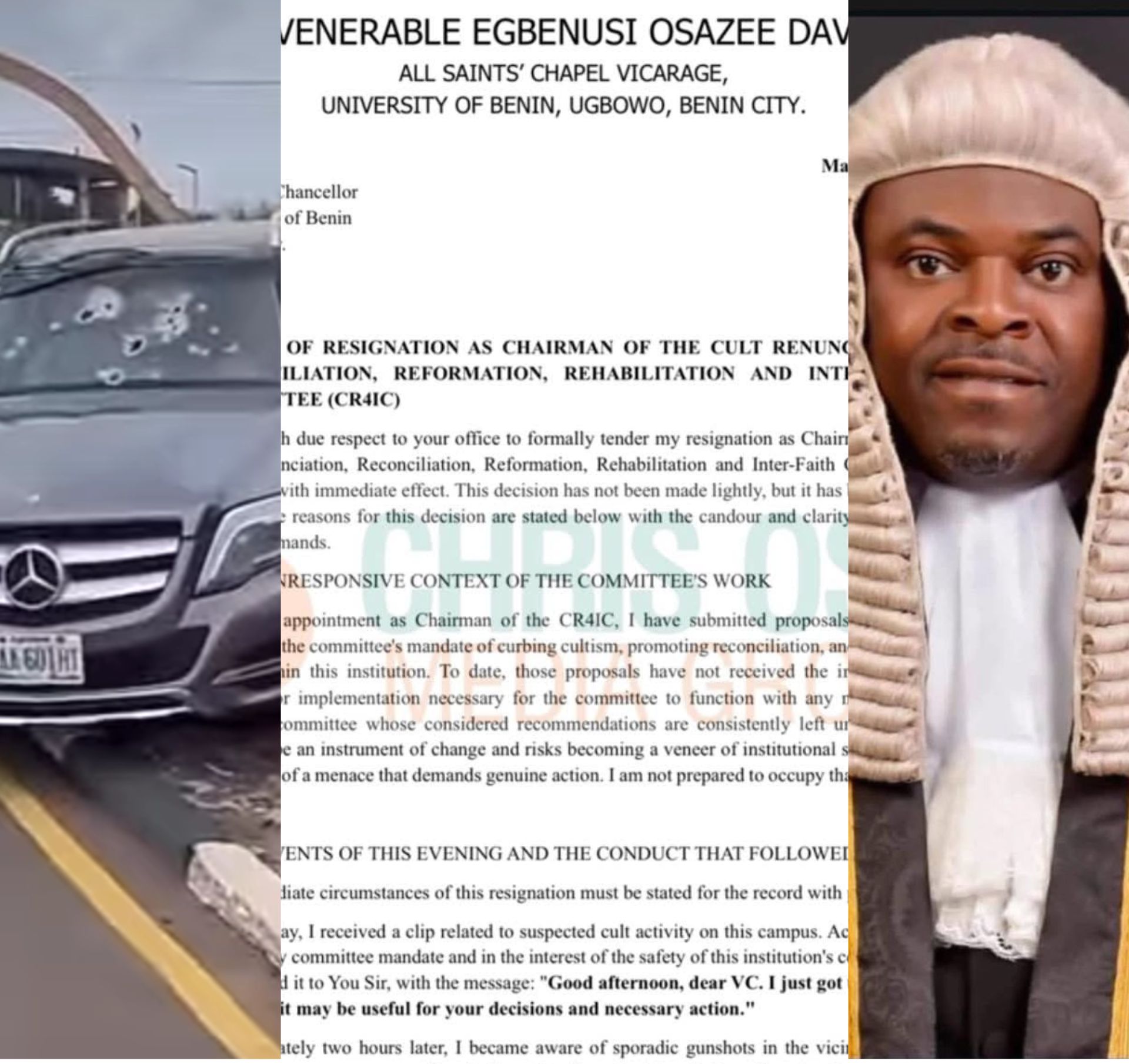 Update: UNIBEN Chaplain Resigns Anti Cultism Committee Chairmanship, Alleges Threats From Vice Chancellor Over Cult Clash Videos