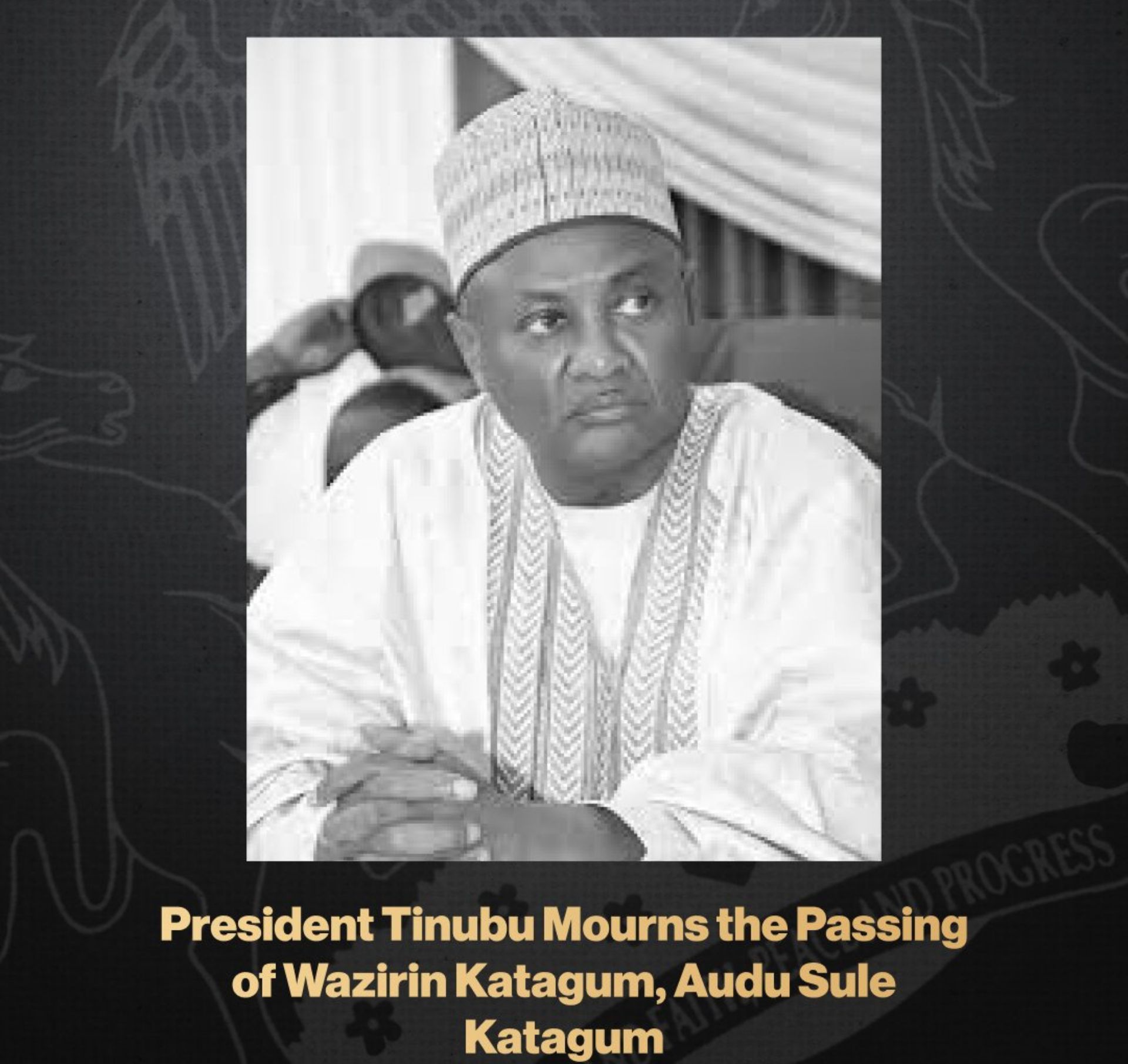 Tinubu Mourns Former Bauchi Deputy Governor Audu Sule Katagum