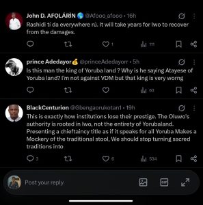Screenshot of Netizens' comments on X