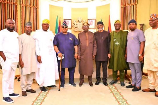 Adeleke's Delegation With Tinubu
