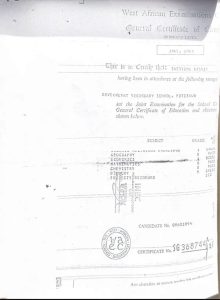 Kassim Shettima's WAEC Results