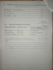 Tinubu's BSc certificate/inec document