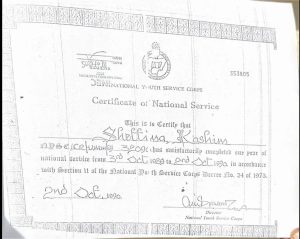 Kassim Shettima's NYSC certificate