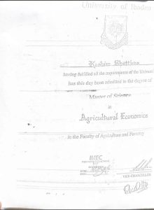 Kassim Shettima's MSc Certificate