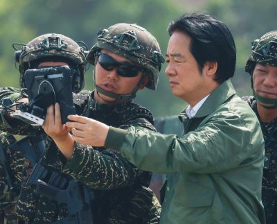 Taiwanese President Lai Ching Te Attends A Drone Demonstration During The Annual Han Kuang Military Exercises At A Navy Base In Kaohsiung